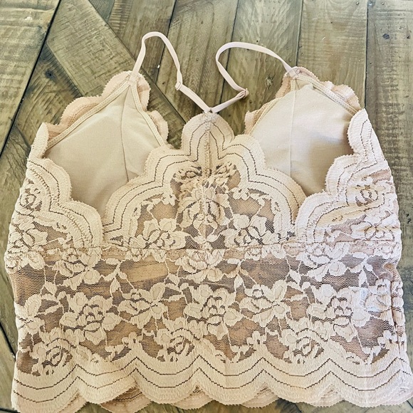 Padded Sheer Lace Longline Brami (Bra Cami) - Picture 3 of 4